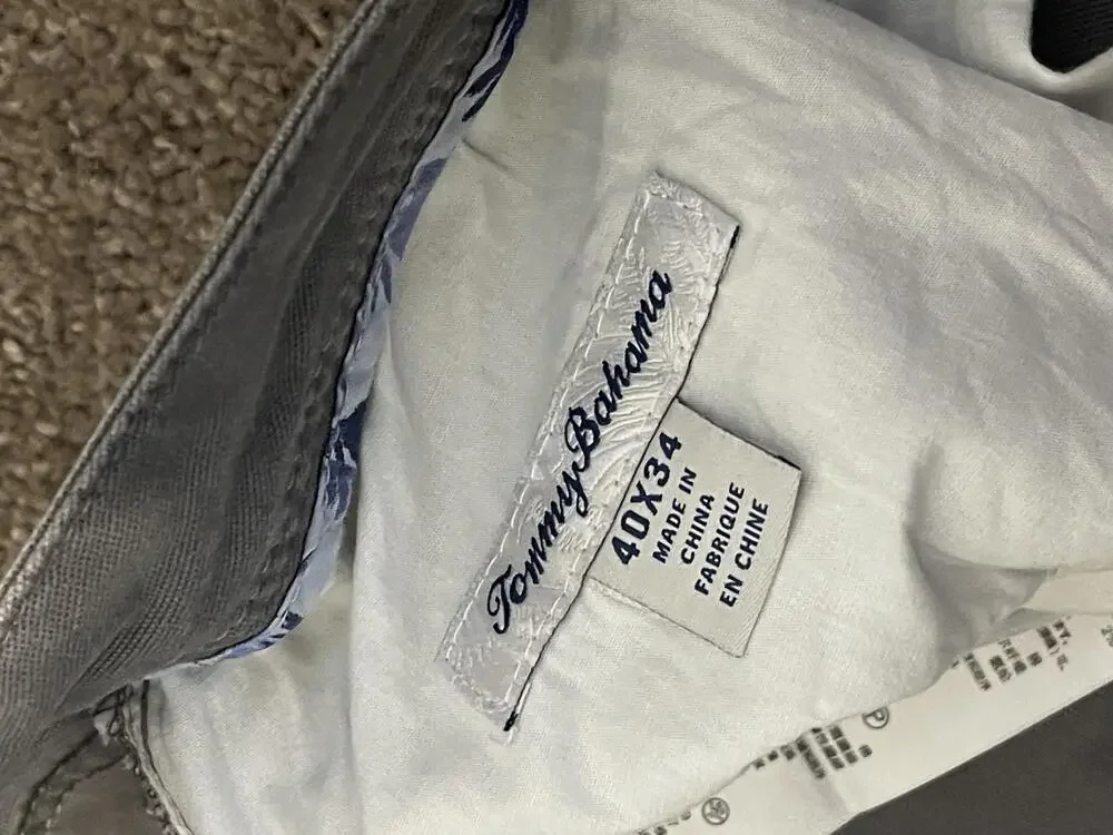 Tommy Bahama Pants Mens 40x34 Gray Chino Stretch 5 Pocket Casual Cotton Blend